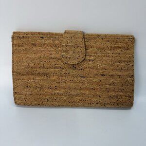 J. Crew Cork Envelope Clutch Purse Handbag Polka Dot Lining Preppy Beach Classic